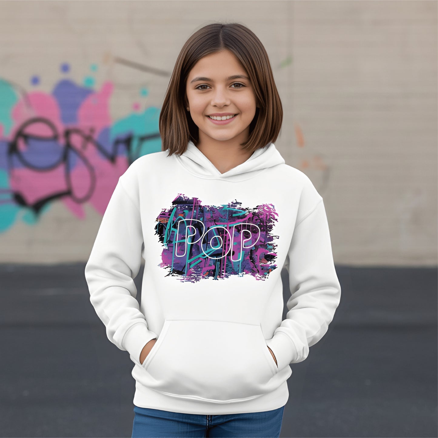 Line Pop Distressed Tween Youth heavy blend hoodie